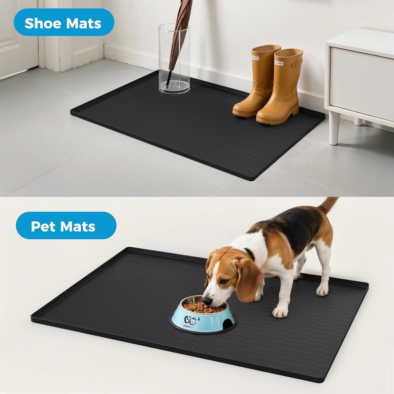 URMONA 19'' x 19'' Waterproof Silicone Under Sink Mat Cabinet and Counter Protector, Shelf Liner for Kitchen and Bathroom, Storage and Organizers, Litter Mat, Pet Cat Puppy Essentials（Black） - Image 5